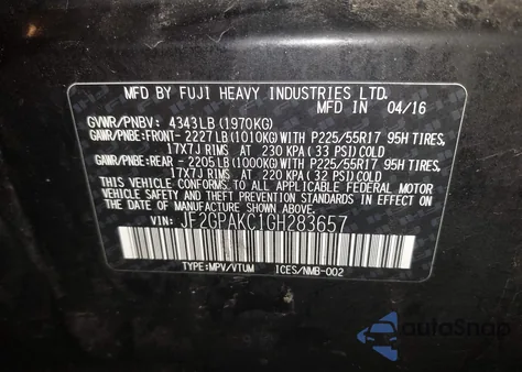 2016 Subaru Crosstrek 2.0I Limited из США, поврежденный, VIN JF2GPAKC1GH283657